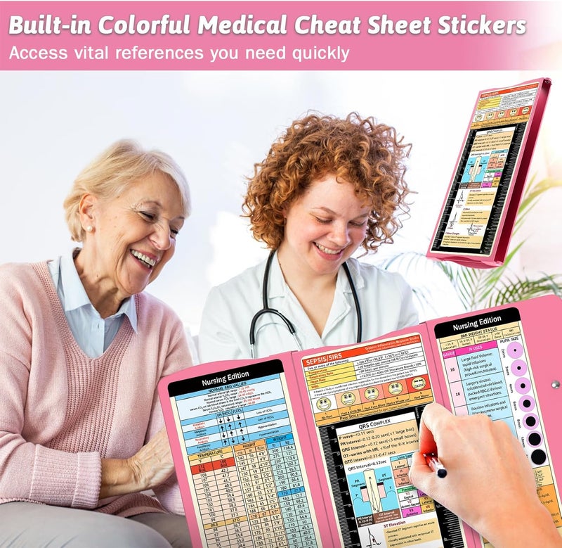 Trustnice Nursing Clipboard Foldable Clipboard Medical: Edition Cheat Sheets Aluminum 3 Layers Foldable Clipboards Nursing Pocket Size Profile Clip Nurse Clipboards Notepad for Nurses Students and Doctors - Image 3